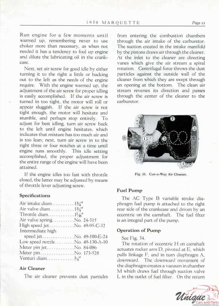1930 Buick Marquette Specifications Booklet Page 12
